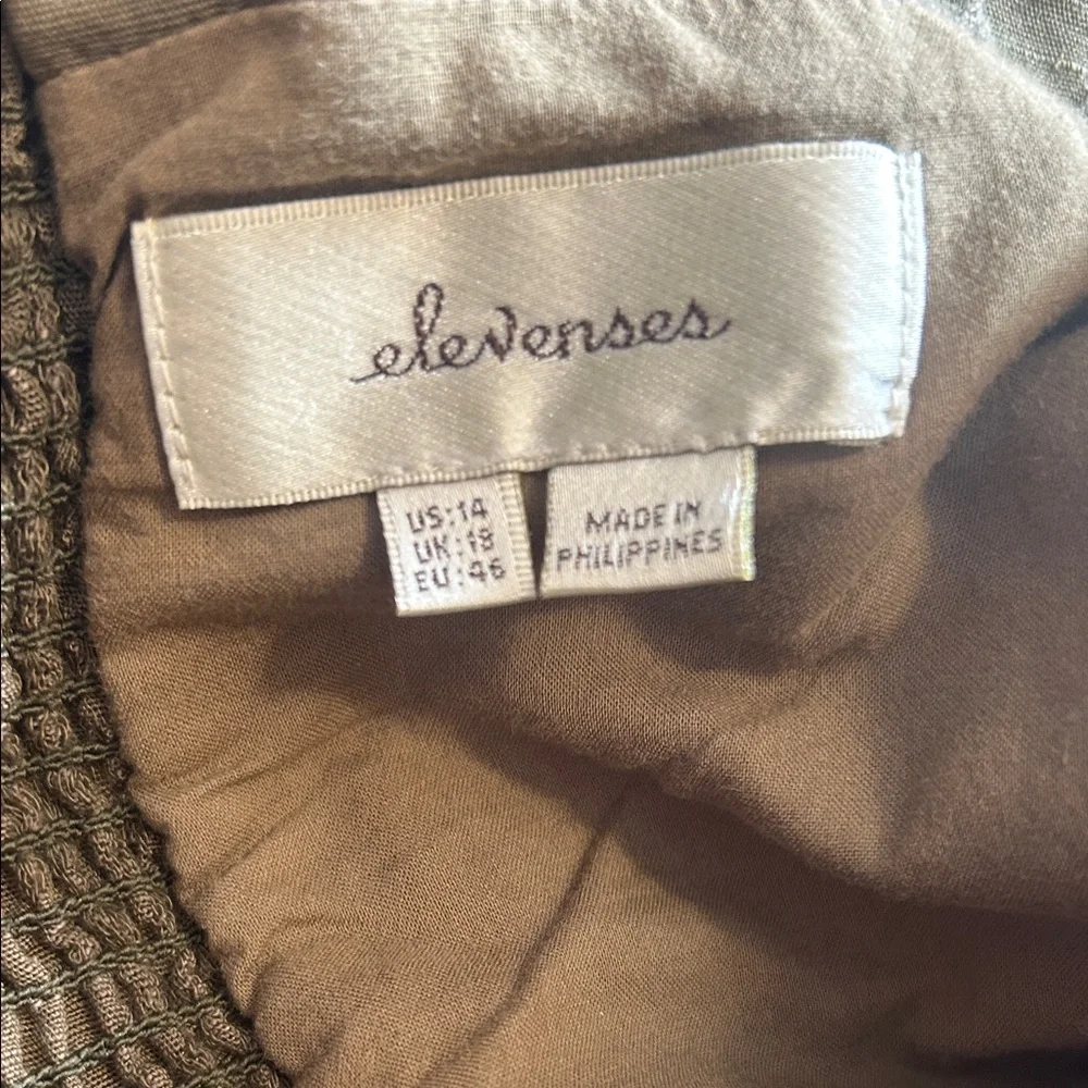 Anthropologie Elevenses Tropicale Jumpsuit Olive Green Halter Top